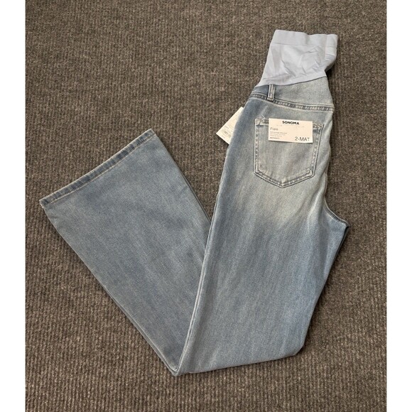 Maternity Sonoma Goods For Life Size 2 Stretch Over The Belly Flare Jeans NEW - Picture 2 of 9